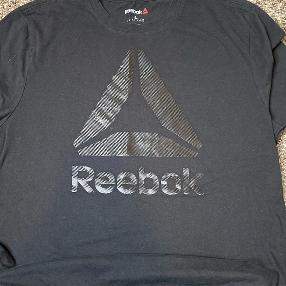 🟣 Reebok Black Soft Tee Shiny Graphic Sz Large - Picture 10 of 16